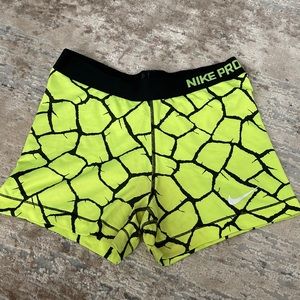 Neon Yellow Nike Pro Spandex Shorts